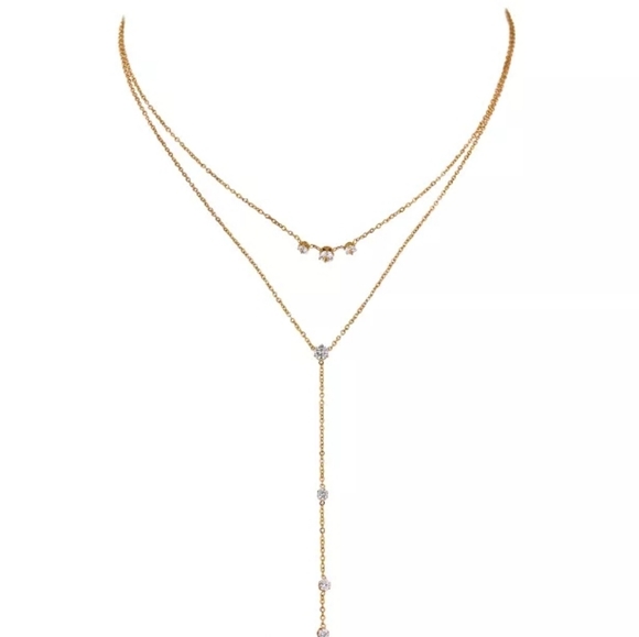 Exquisite Bling CZ Layered Long Necklace - Picture 5 of 8